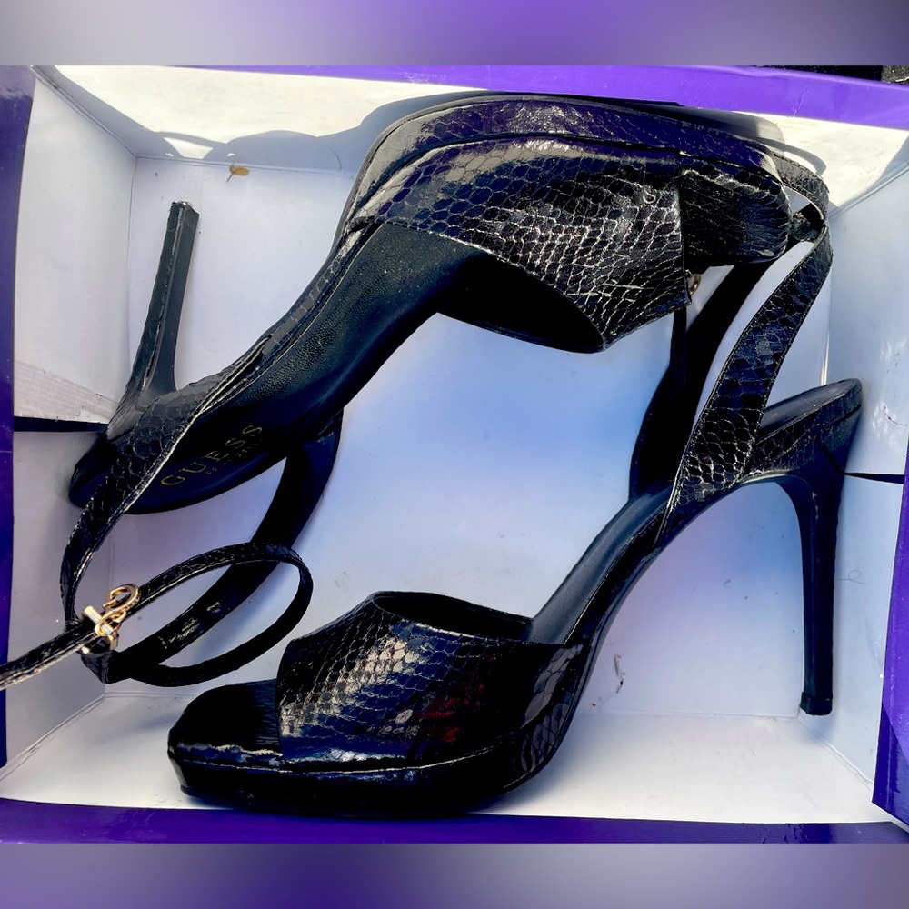 Guess Black Snake Print Ladies Heels